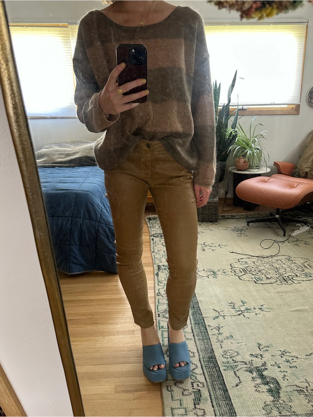 NWOT Adriano Goldschmeid Brown Wax Jeans